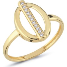 Oroline Kuyumculuk 14 Ayar Oval Desenli Kadın Altın Yüzük