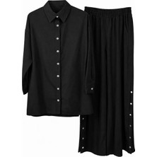 JOOQSTORE Siyah Çıtçıt Düğmeli Pantolon Takım