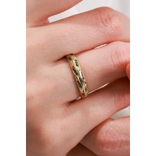 Oroline Kuyumculuk 8 Ayar Renkli Taşlı Şık Kadın Altın Eklem Yüzük