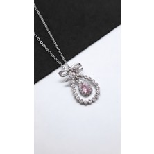 Serenity Damla Fiyonk Figür Pembe Zirkon Taşlı Çelik Kolye