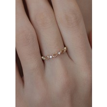 Oroline Kuyumculuk 8 Ayar Kalp Desenli Minimal Kadın Altın Yüzük