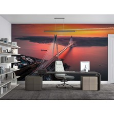 Grown Gün Batımında Asma Köprü Manzarası Duvar Kağıdı