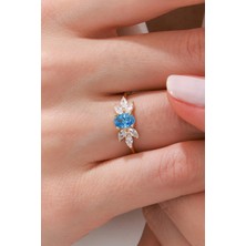 Oroline Kuyumculuk 14 Ayar Şık Minimal Renkli Taşlı Kadın Altın Yüzük