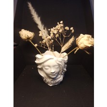 Home Tasarım Kuru Çiçekli Kadın Büstü - Bohem Ev Dekoru & Hediyelik Obje