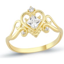 Oroline Kuyumculuk 8 Ayar Altın Kalp Taç Yüzük