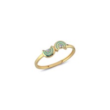 Oroline Kuyumculuk 14 Ayar Altın Gökkuşağı Desenli Mineli Minimal Kadın Yüzük