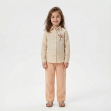 Peri Masalı Kız Çocuk 2’li Takım Nakış Detaylı %100 Pamuk Örme 2 Iplik Gömlek Pantolon