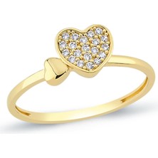 Oroline Kuyumculuk 14 Ayar Altın Kalpli Kadın Yüzük