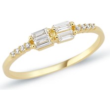 Oroline Kuyumculuk 8 Ayar Zirkon Taşlı Minimal Kadın Altın Yüzük