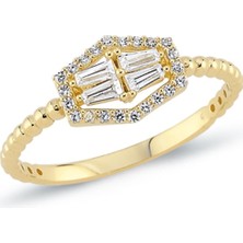 Oroline Kuyumculuk 14 Ayar Modern Köşeli Kadın Altın Yüzük