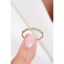 Oroline Kuyumculuk 14 Ayar Çiçek Desenli Minimal Şık Kadın Altın Yüzük