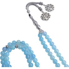 Bütüncül Şifa Açık Mavi Akik Doğal Taş 99'lu Tesbih