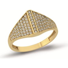 Oroline Kuyumculuk 8 Ayar Taşlı Piramit Desenli Altın Kadın Yüzük