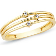 Oroline Kuyumculuk 14 Ayar 3 Sıralı Şık Altın Yüzük