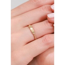 Oroline Kuyumculuk 8 Ayar Isim ve Tarih Yazılabilen Altın Plaka Kadın Yüzük