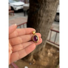 Erer Gümüş Gümüş Altın Kaplama Ametist Taşlı Kolye Ucu