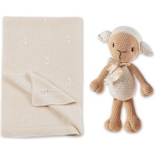 TinyLamb Krem Renk Triko Battaniye ve Uyku Arkadaşı - 2 Parça