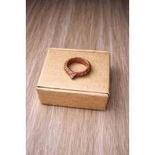 Cogo Seramik El Yapımı Rustik Seramik Yüzük – Vintage Dokulu Bohem Tasarım