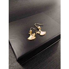 Generic 925 Ayar Gümüş Gold (Altın ) Renkli Zirkon Taşlı Balık Kuyruğu Detaylı Kadın Küpe -  Sedefli Model