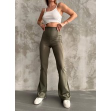 Betnur Kadın Dalgıç Kumaş Şardonlu Ispanyol Paça Tayt