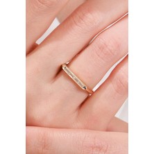 Oroline Kuyumculuk 8 Ayar 4 Baget Taşlı Şık Minimal Kadın Altın Yüzük