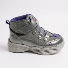 Promax Kız Çocuk Işıklı Bot-Gri-Mor