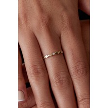 Oroline Kuyumculuk 14 Ayar Minimal Taşlı Kadın Hafif Altın Eklem Yüzük