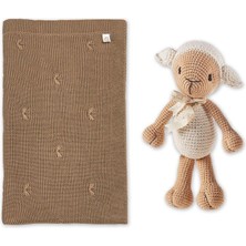 TinyLamb Kahve Renk Triko Battaniye ve Uyku Arkadaşı - 2 Parça