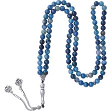 Bütüncül Şifa Damarlı Mavi Akik Doğal Taş 99'lu Tesbih