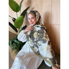 Moda Nuda Mira Ipek Desenli Pamuk Soft Şal Mena Serisi Yeşil