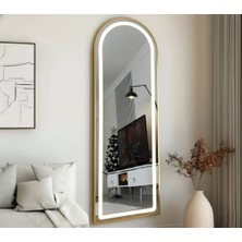 Esenhome DECOR Gold Çerçeveli Beyaz Ledli Oval Duvar Aynası 60X180 CM