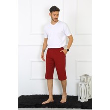 Moda Çizgi Erkek Cepli Pamuk Lakost Kapri Bordo 27554
