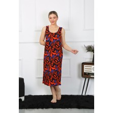 Moda Çizgi Kadın Kalın Askılı Penye Uzun Gecelik 12003