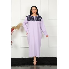 Moda Çizgi Big Uzun Kol Dantelli Lila Anne Gecelik 1355