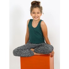 Moda Çizgi Kız Çocuk Sıfır Kol Zümrüt Yeşili Penye Pijama Takım 20433