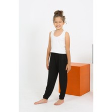 Moda Çizgi Kız Çocuk Sıfır Kol Beyaz Penye Pijama Takım 20433