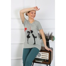 Moda Çizgi Kadın Kısa Kol Penye Pijama Takımı 4210