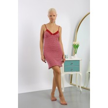 Moda Çizgi Kadın Penye Desenli Ip Askılı Gecelik 36716