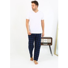 Moda Çizgi Erkek Ekoseli Desen Penye Tek Alt Pijama 27540 Siyah