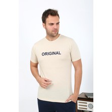 Moda Çizgi Erkek Kısa Kol Penye Pijama Takımı 6867 Krem