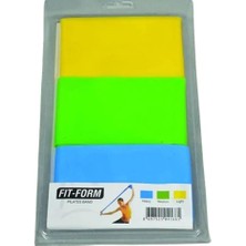 Helia Studio Üçlü Mavi Yeşil Sarı Pilates Yoga Spor Egzersiz Fizik Tedavi Fit Form Direnç Lastiği Boy 120 cm En 8 cm