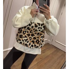 Leilaa Leopar Desen Dik Yaka Polar Sweatshirt