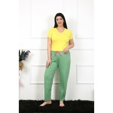 Moda Çizgi Kadın Pamuklu Büyük Beden Alt Pijama 27473