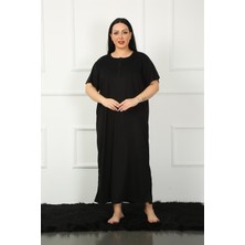 Moda Çizgi Big Dantelli Kısa Kol Siyah Anne Gecelik 1348