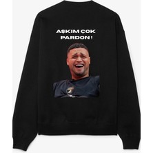 Dragon Store %100 Pamuk Lvbel C5 Baskılı Aşkım Çok Pardon Siyah Sweatshirt