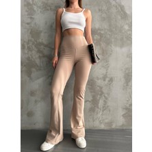 Betnur Kadın Dalgıç Kumaş Şardonlu Ispanyol Paça Tayt