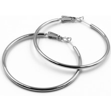 Sose Moda Zarif 4cm Gümüş Xuping Halka Küpe | Anti Alerjik ve Parlak Tasarım