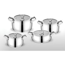 Fms 6025 Damla 8 Parça Çelik Tencere Takımı Metal Kulp