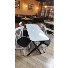 Bambeds Mobilya 70 x 110 Beyaz Masa x Sandalye Takımı, 4 Kişilik Mutfak Masa Takımı Beyaz