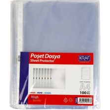 Kraf Xl Poşet Dosya, 100'LÜ Paket, A4 Boyut, Şeffaf